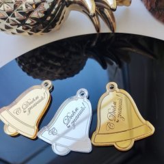 Топпер декоративный акриловый "Колокольчик" Золото 4 см 