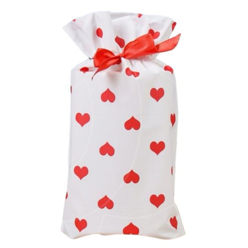 Мешок подарочный "Сердечки красные" 15х23 см 348568