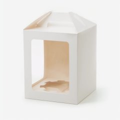 Коробка для торта/кулича с окном и ложементом белая 16х16х20 см OSQ JUMPL M (W) (150)