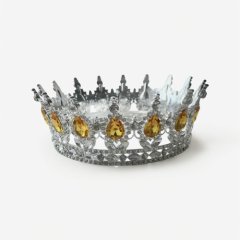 Топпер декоративный "Корона с камнями" Серебро/Оранжевый 12 см 