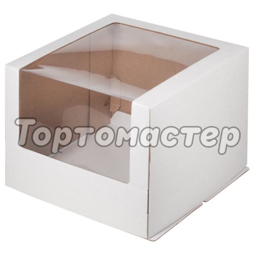 Коробка для торта с окном белая 30х30х22см 020710