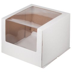 Коробка для торта с окном белая 30х30х22см 020710