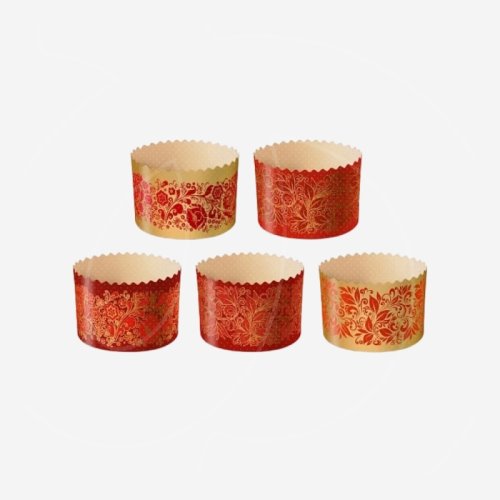 Форма для кулича "Красные узоры" D110 H85 10 шт pmK11085сKRP