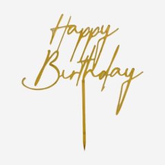 Топпер акриловый "Happy Birthday" Золото 