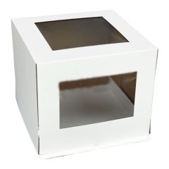 Коробка для торта с двумя окнами белая 30х30х25 см 330252