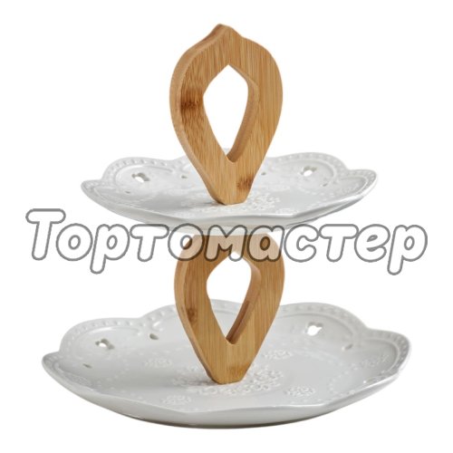 Блюдо керамическое двухъярусное Белое 25х14,5 см 3902258