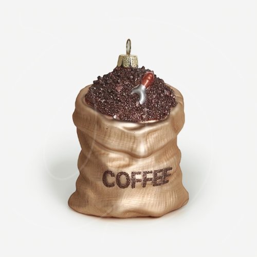 Игрушка ёлочная стеклянная "Мешок с зернами кофе" GLT1271