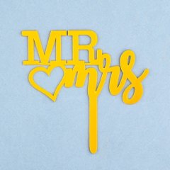 Топпер декоративный акриловый "Mr&Mrs" Золото 7003934