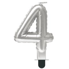 Свеча декоративная Цифра "4" Шар Серебро 622096-4	