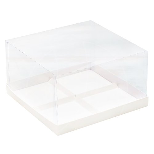 Коробка на 4 пирожных с прозрачной крышкой белая 18х18х6,5 см 