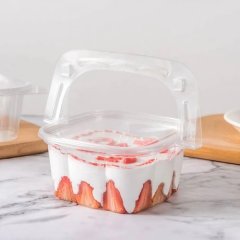 Контейнер для десерта прозрачный с ручкой 8,5х8,5х5 см, дно 7,5х7,5 см 