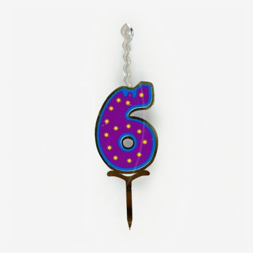 Свеча-топпер декоративная акриловая Цифра "6" 