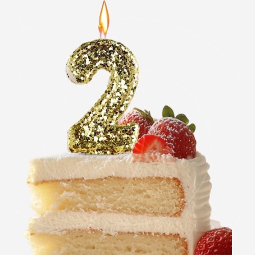 Свеча декоративная Цифра "2" Золотые пайетки 5572716