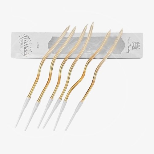 Свечи декоративные "Бело-золотая волна" 6 шт Свеч-27	