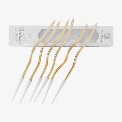 Свечи декоративные "Бело-золотая волна" 6 шт Свеч-27	