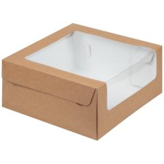 Коробка на 9 капкейков с окном крафт 23,5х23,5х11 см 040711