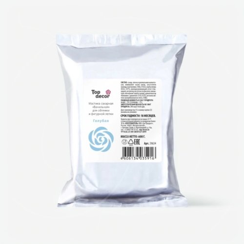 Мастика кондитерская ванильная Top Decor "Голубая" 600 г 24169 голубая, tp35916