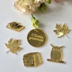 Набор топперов декоративных акриловых "Учителю" Золото 5 шт 